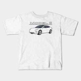 The Model 3 Car electric vehicle white Kids T-Shirt